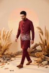 Marron Outluk Wedding Vol 67 Soft Silk Modi Jacket Kurta Pajama W6702